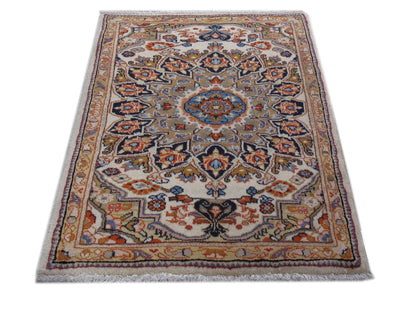 2 x 3 hand-knotted hamadan-style wool rug, alternate angle 1
