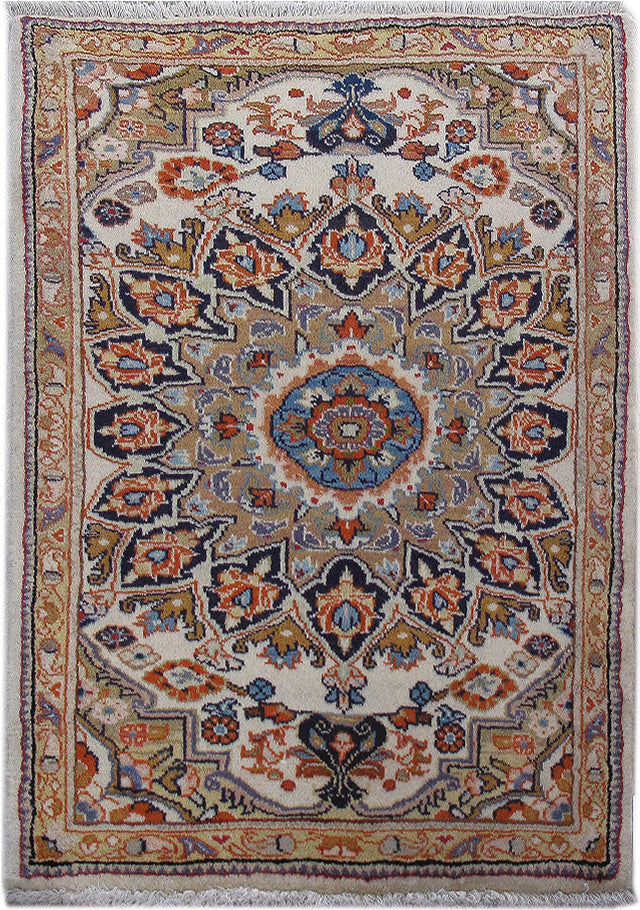 2 x 3 hand-knotted hamadan-style wool rug, top view