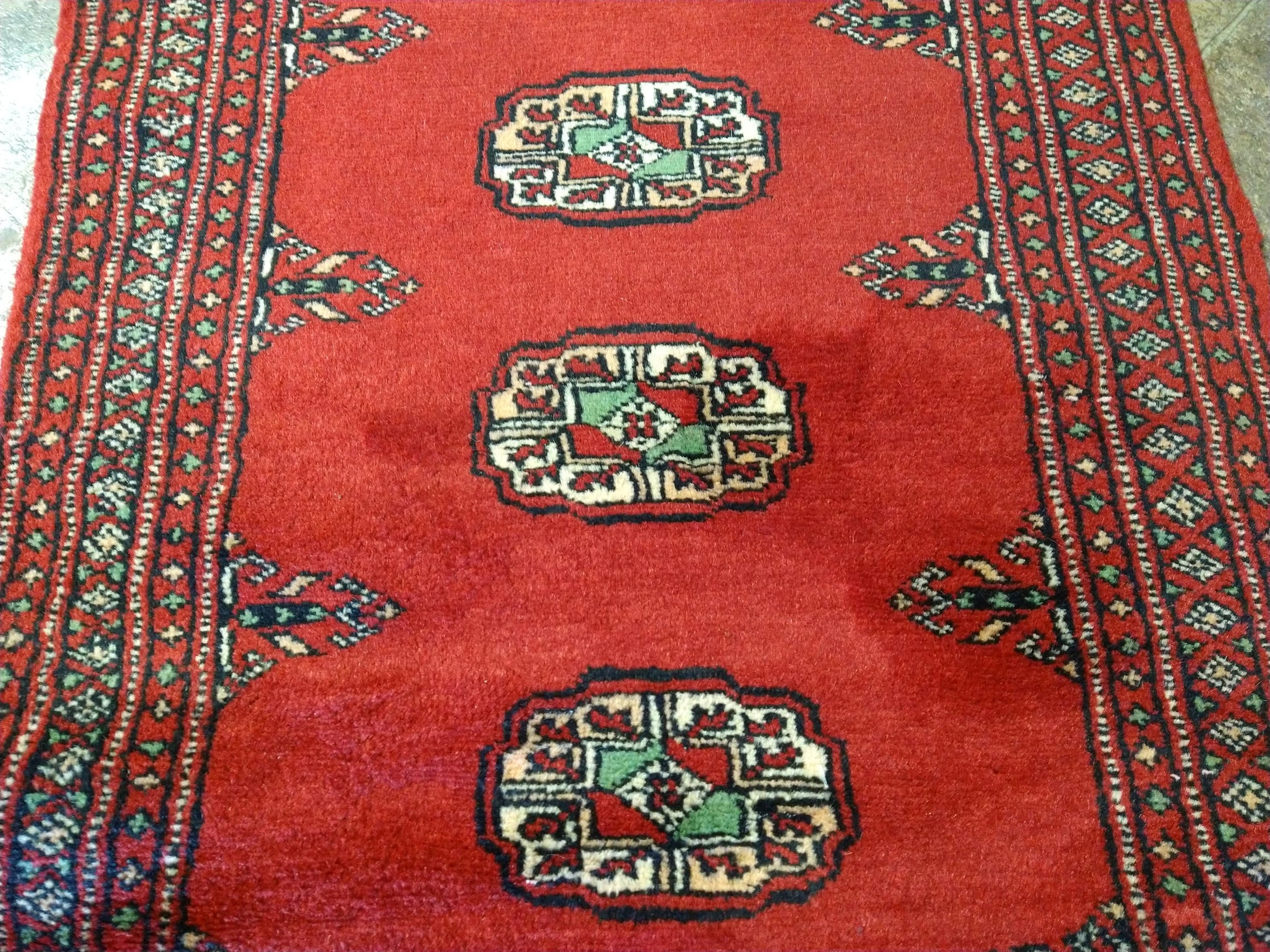 Bokhara runner, edge and selvedge detail