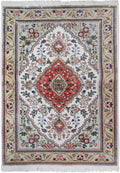 3.3 x 5 hand-knotted tabriz-style wool rug, top view