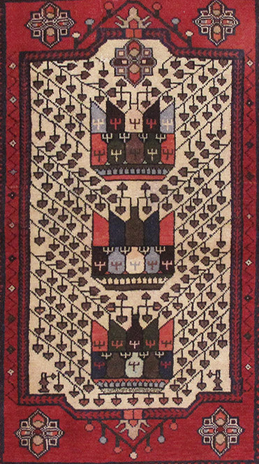 3.4 x 4.9 hand-knotted hamadan-style wool rug, pile detail showing wool texture