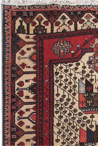 3.4 x 4.9 hand-knotted hamadan-style wool rug, full layout view