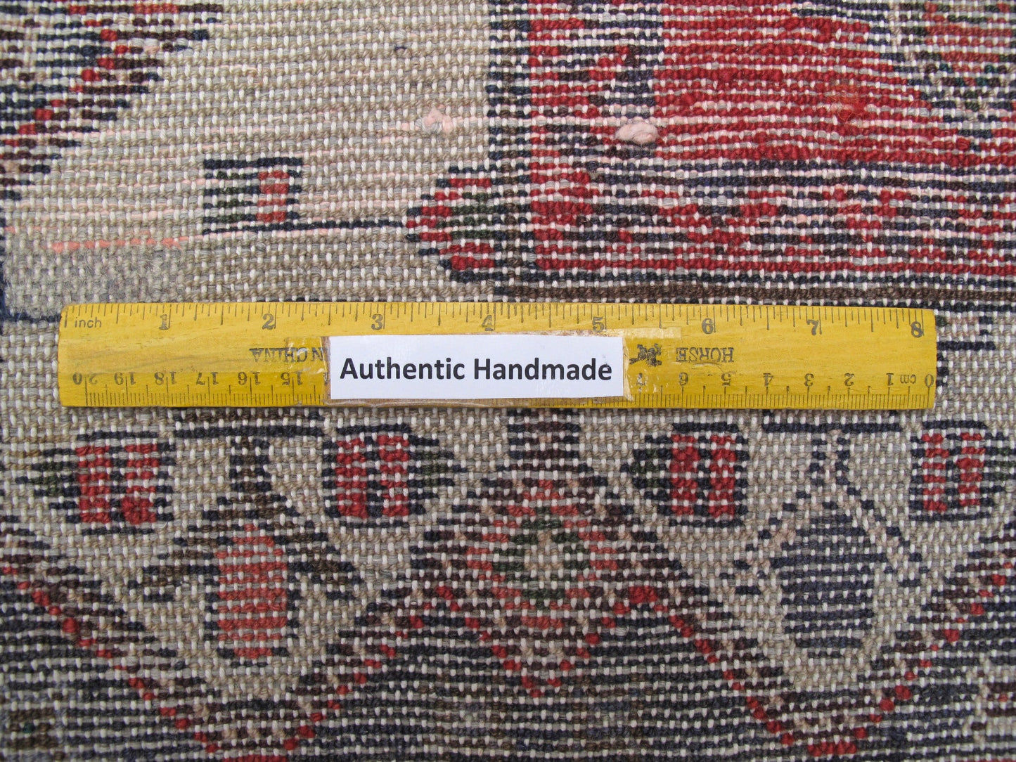 3.4 x 4.9 hand-knotted hamadan-style wool rug, alternate angle 1