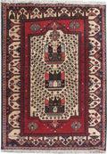 3.4 x 4.9 hand-knotted hamadan-style wool rug, top view