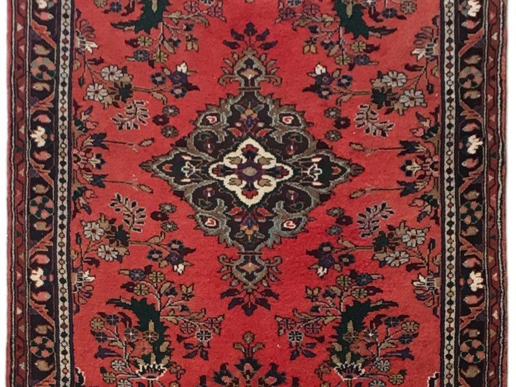 Hamadan-style long runner, pile texture showing dense wool