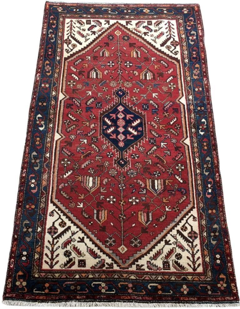 3.7 x 6.4 hand-knotted hamadan-style wool rug, detail of pattern