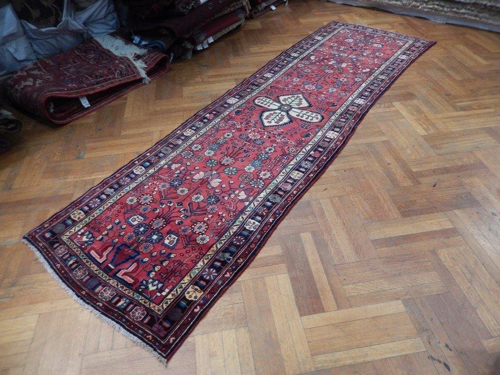 Hamadan-style floral runner, mid-length floral motif close-up