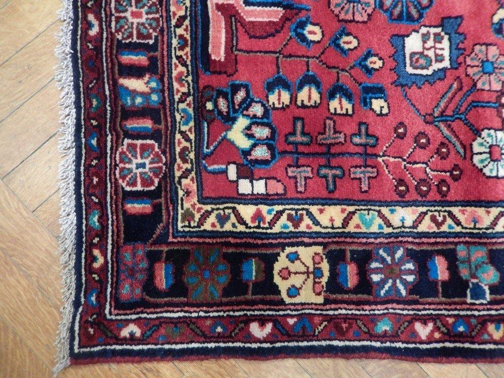 Hamadan-style floral runner, pile texture showing wool depth