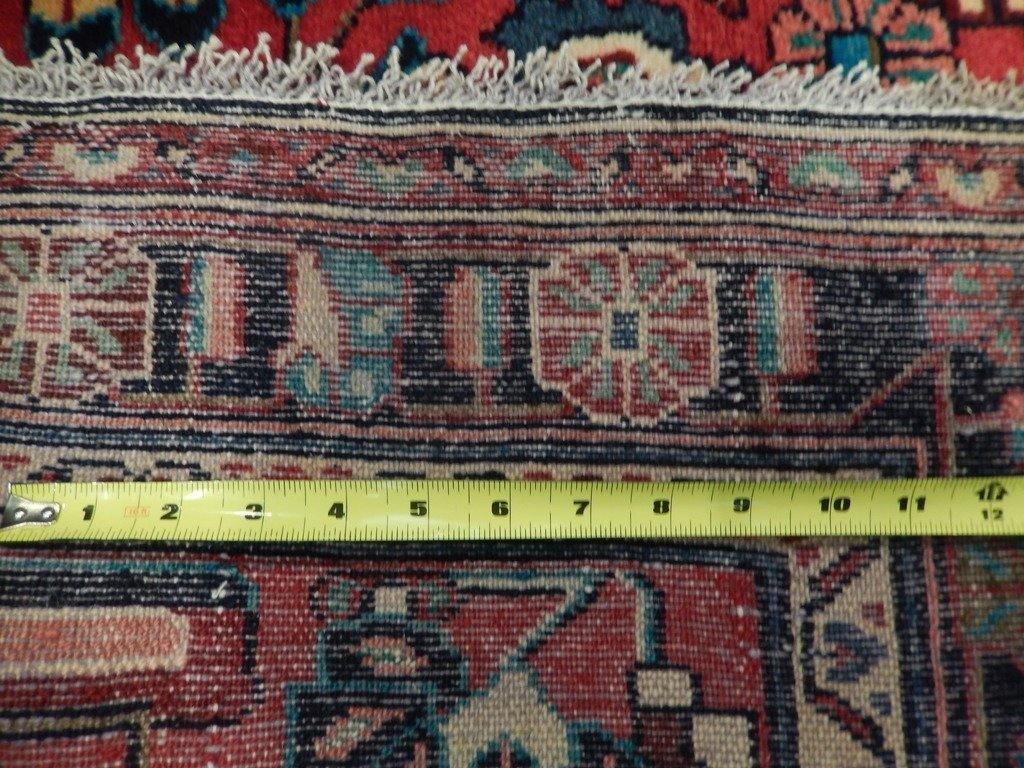 Hamadan-style floral runner, end-finish and fringe close-up
