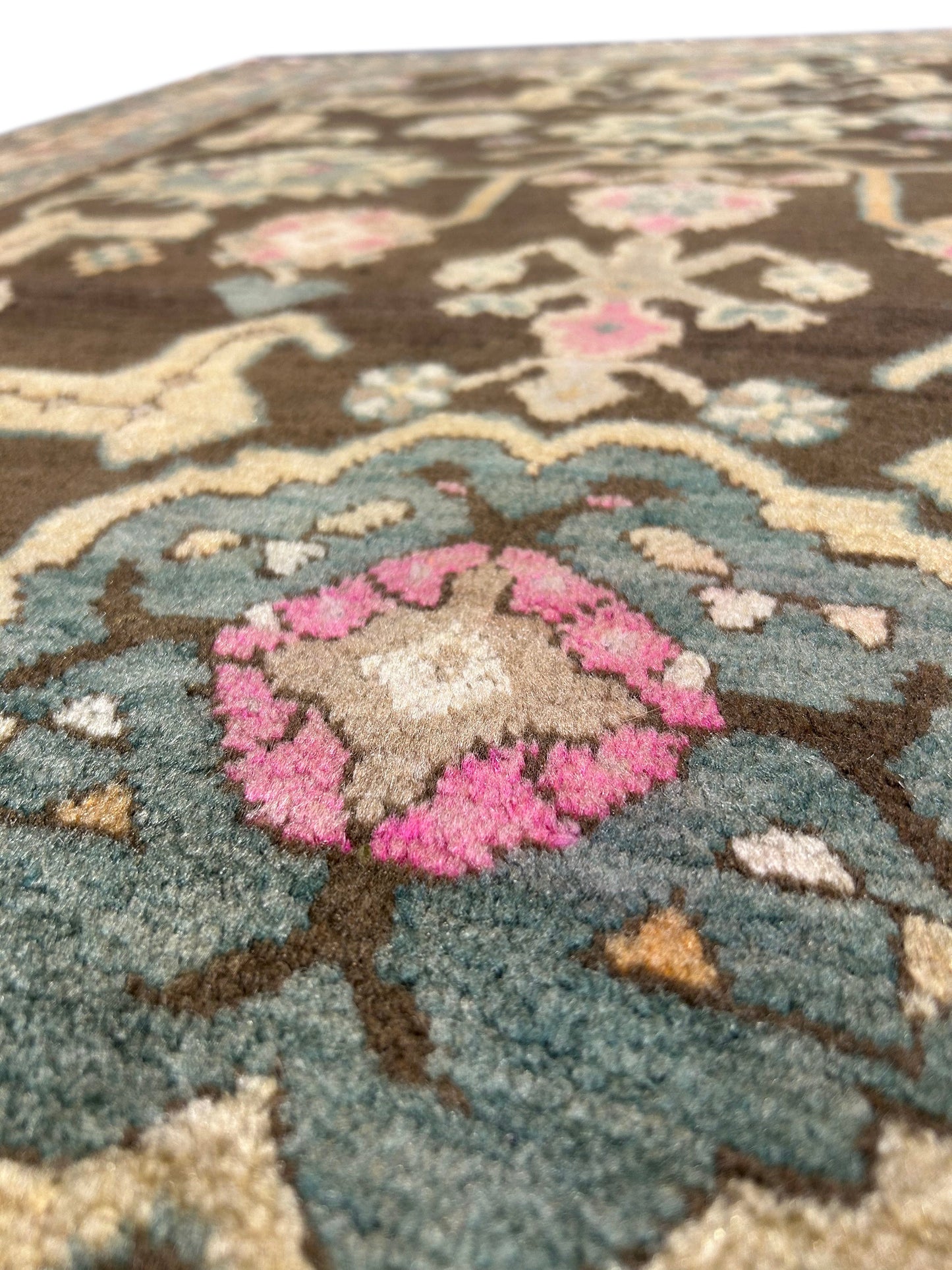 3.8 x 6.4 hand-knotted kazak wool rug, full layout view