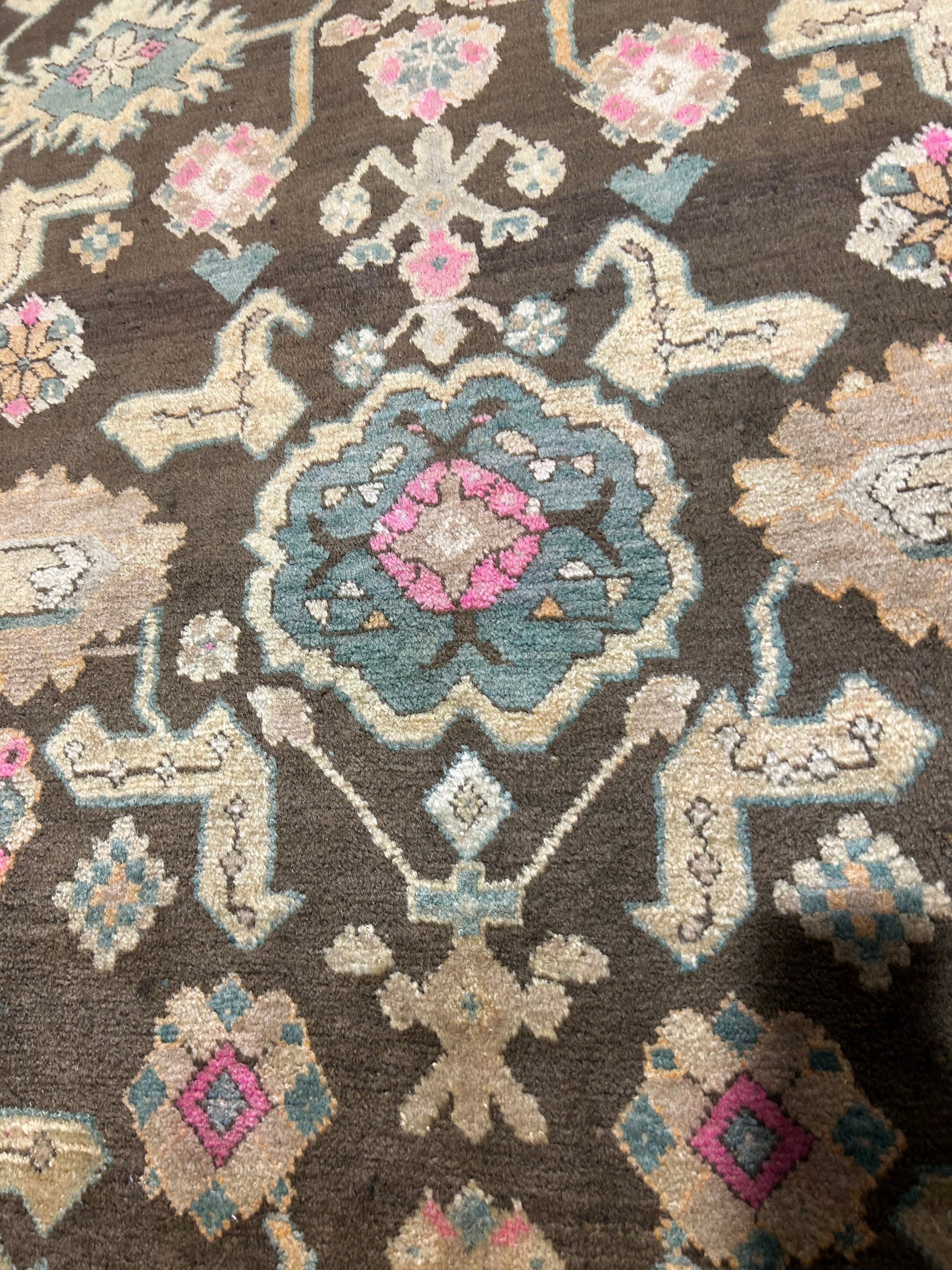 3.8 x 6.4 hand-knotted kazak wool rug, alternate angle 1