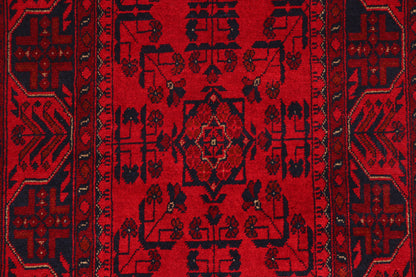Khal Mohammadi runner, border pattern detail in rust and ivory