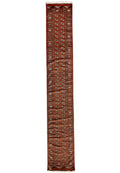 3 x 18 Bokhara hand-knotted wool extra-long runner in red, full length top view