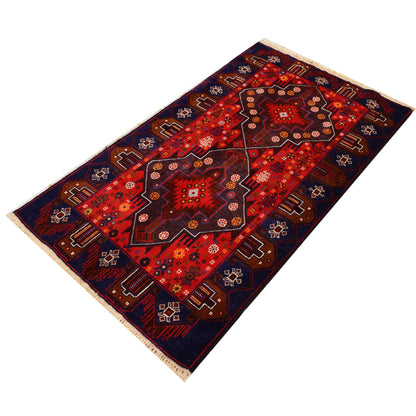 3 x 5.3 hand-knotted baluch tribal wool rug, detail of pattern