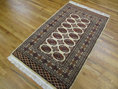 3 x 5 hand-knotted bokhara wool rug, pile detail showing wool texture