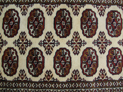 3 x 5 hand-knotted bokhara wool rug, full layout view