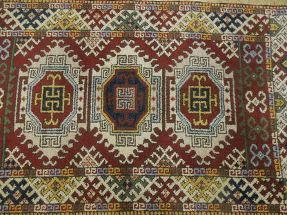 3 x 5 hand-knotted kazak wool rug, full layout view