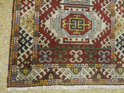 3 x 5 hand-knotted kazak wool rug, alternate angle 1