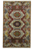 3 x 5 hand-knotted kazak wool rug, top view