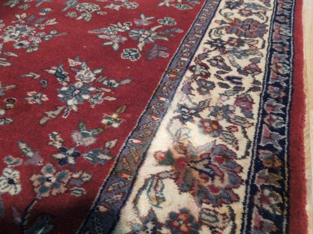 3 x 5 hand-knotted sarouk-pattern wool rug, full layout view