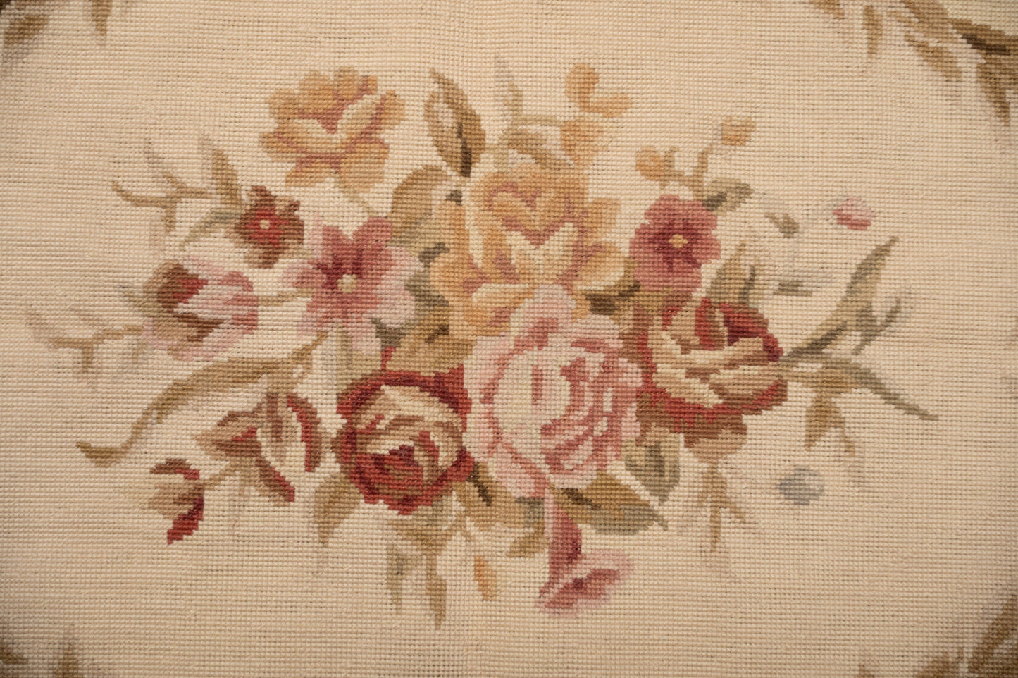 Aubusson needlepoint small rug, secondary border with floral vines