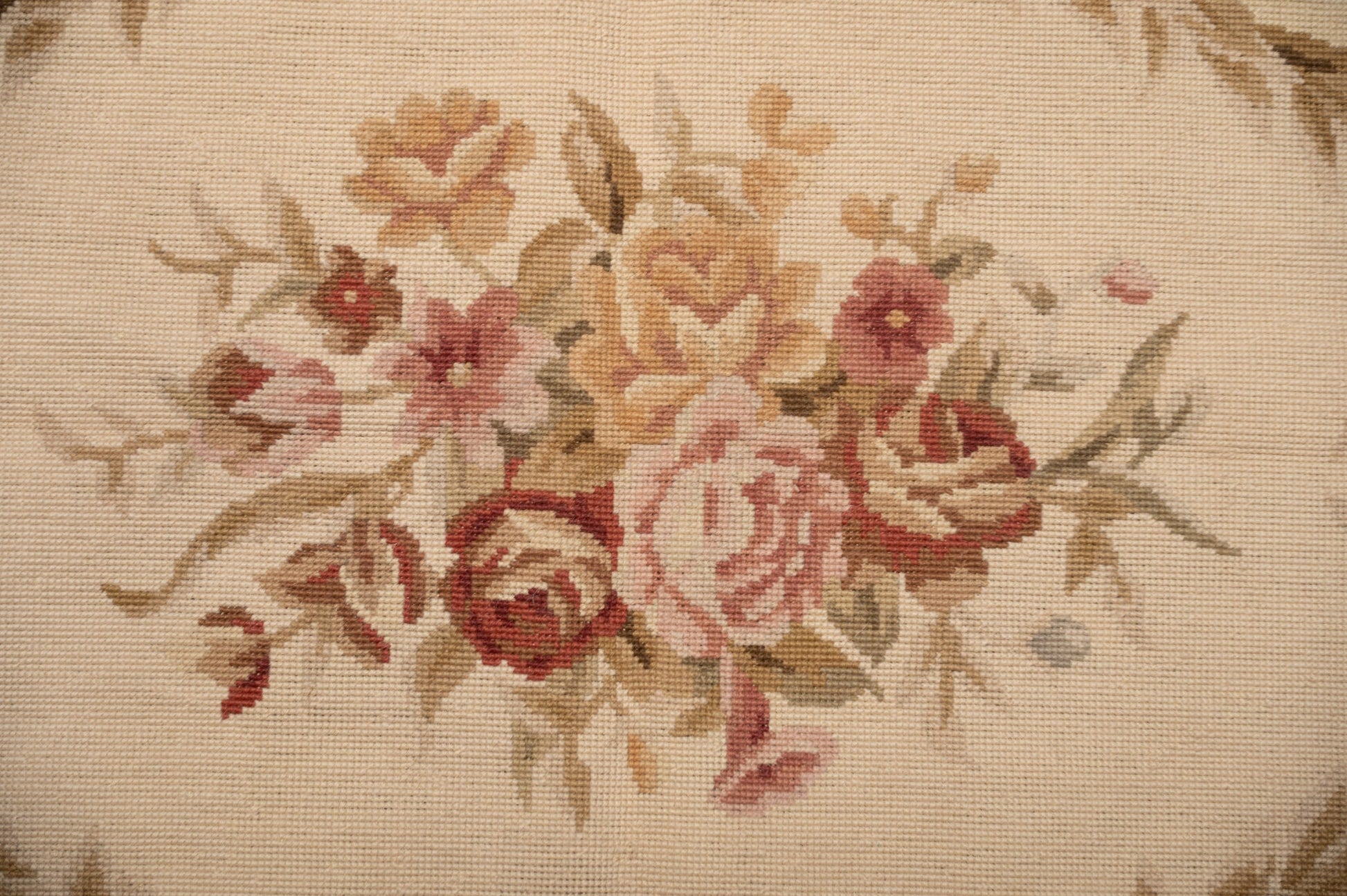 Aubusson needlepoint small rug, secondary border with floral vines