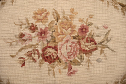 Aubusson needlepoint small rug, secondary border with floral vines