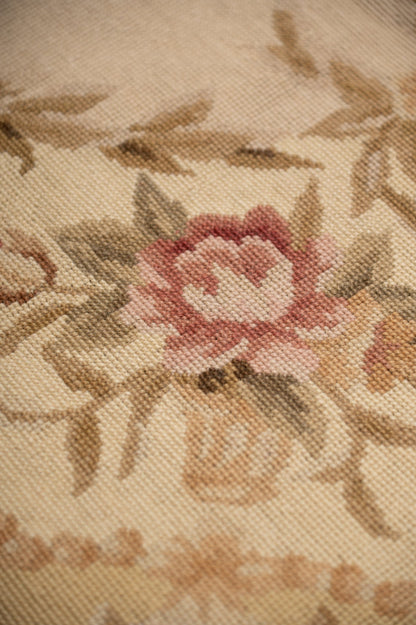 Aubusson needlepoint small rug, ivory field detail