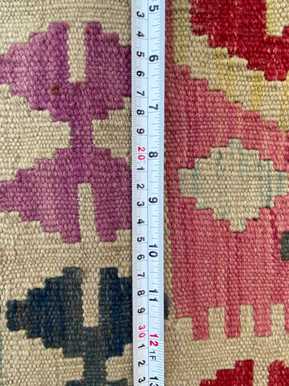 3 x 5 hand-woven kilim wool rug, alternate angle 1
