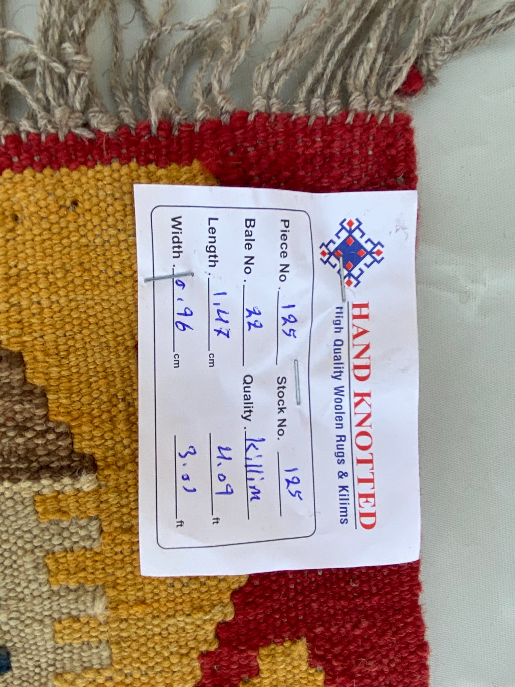 3 x 5 hand-woven kilim wool rug, alternate angle 2