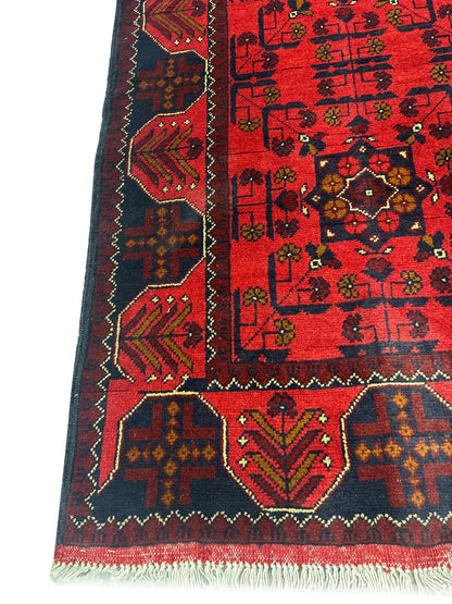 Afghan wool runner, border pattern detail