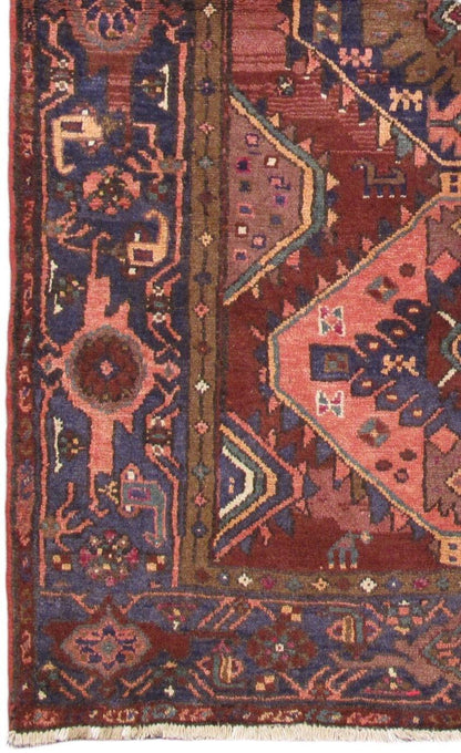 4.3 x 6.4 hand-knotted hamadan-style wool rug, full layout view