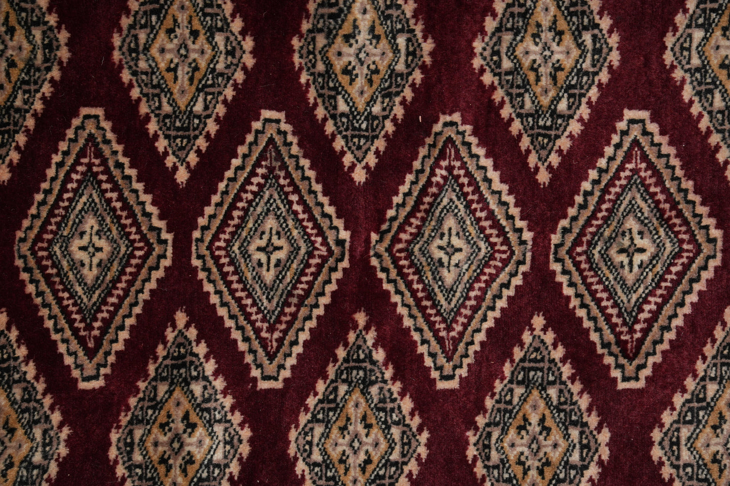 4.3 x 6.5 hand-knotted jaldar bokhara wool rug, alternate angle 2