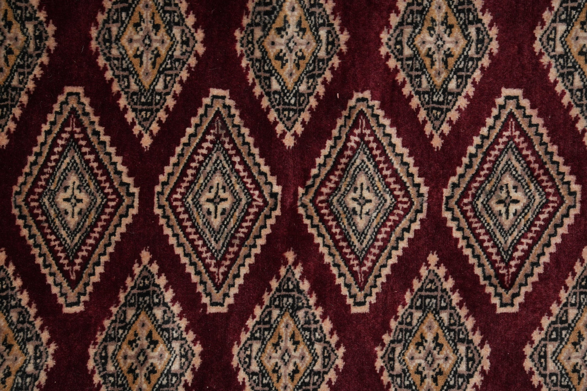 4.3 x 6.5 hand-knotted jaldar bokhara wool rug, alternate angle 2