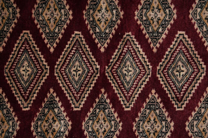4.3 x 6.5 hand-knotted jaldar bokhara wool rug, alternate angle 2