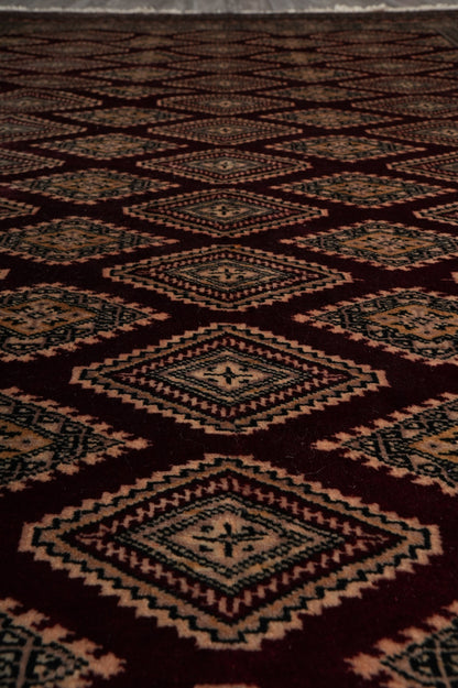 4.3 x 6.5 hand-knotted jaldar bokhara wool rug, alternate angle 3