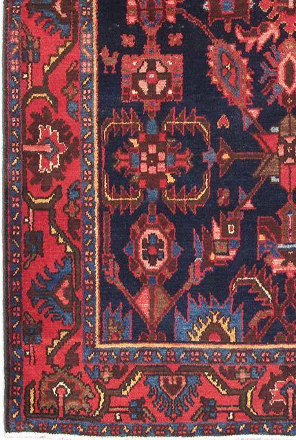 4.6 x 6.9 hand-knotted hamadan-style wool rug, full layout view