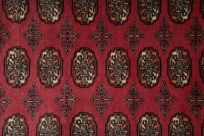 4 x 6.6 hand-knotted bokhara wool rug, alternate angle 1