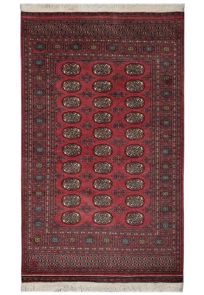 4 x 6.6 hand-knotted bokhara wool rug, top view