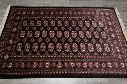 4 x 6 hand-knotted bokhara wool rug, pile detail showing wool texture