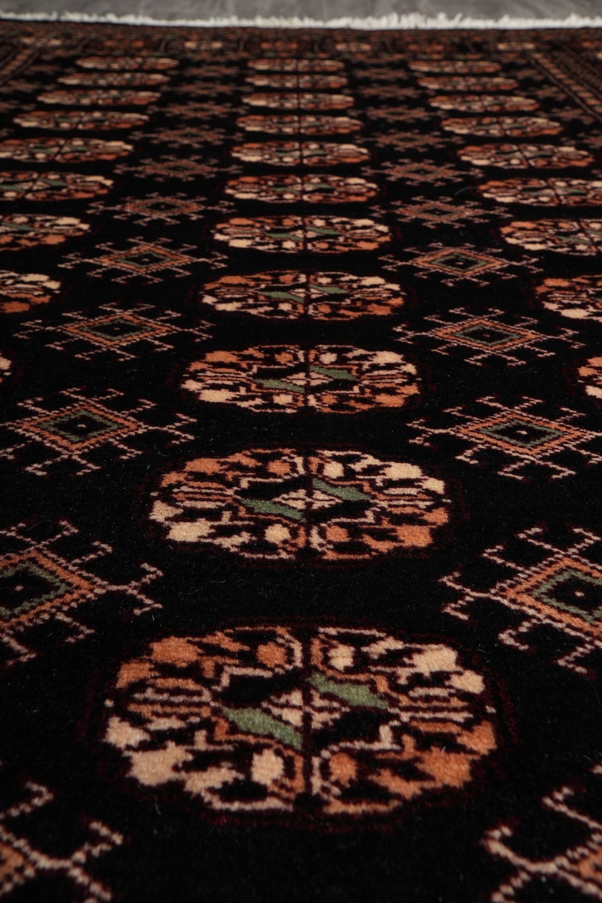 4 x 6 hand-knotted bokhara wool rug, alternate angle 3