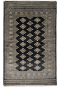 4 x 6.1 hand-knotted jaldar bokhara wool rug, top view