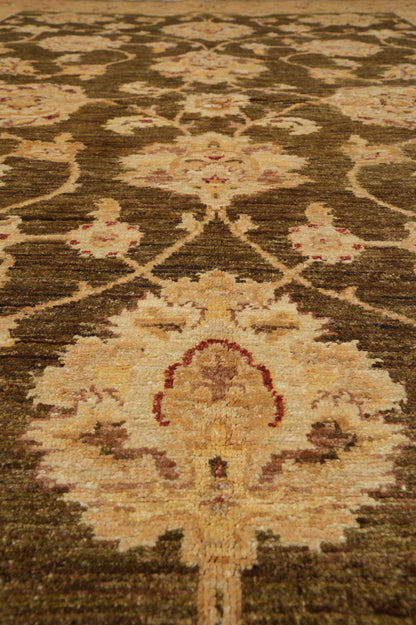 Chocolate brown Chobi rug, secondary motif detail