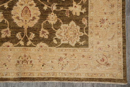 Chocolate brown Chobi rug, third motif close-up