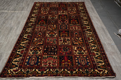 Bakhtiar-pattern garden runner, mid-length panel grid showing variety