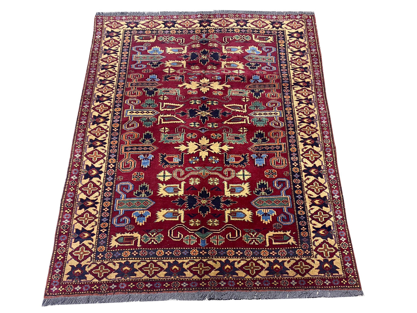 Afghan Kazak small rug, central medallion close-up