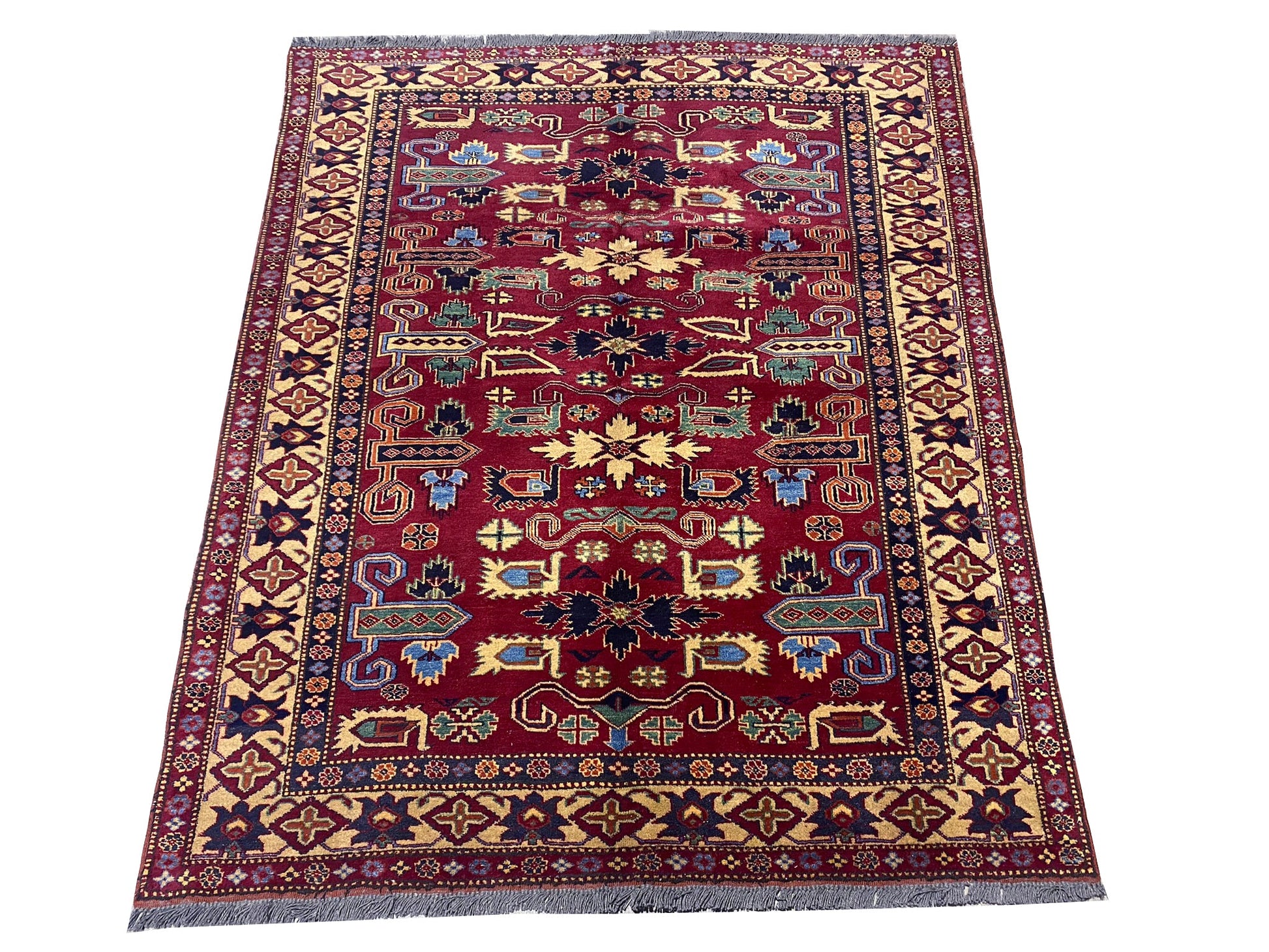Afghan Kazak small rug, central medallion close-up