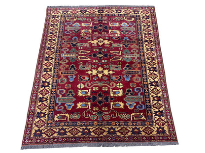 Afghan Kazak small rug, central medallion close-up