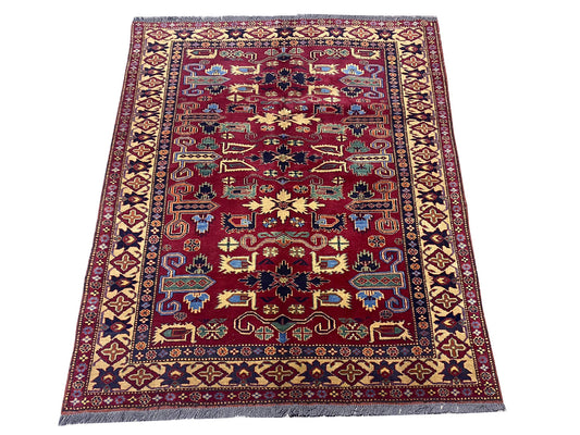 Afghan Kazak small rug, central medallion close-up
