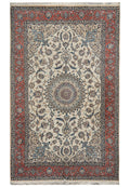 6.6 x 10 Tabriz-style hand-knotted wool rug in ivory and multi, top view